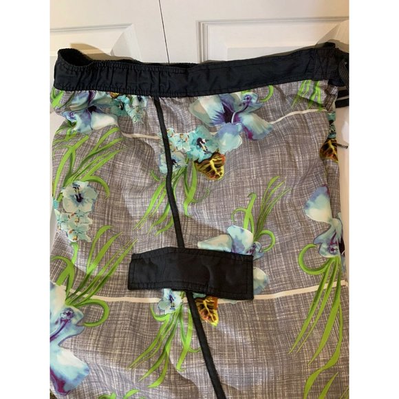 OP Swim Trunks Shorts Men’s Sz XL 40-42 Gray Blue Green Swimming Suit HAWAIIAN - Picture 6 of 7